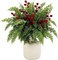 50 PCS Christmas Artificial Pine Picks with Red Berry Stems (Green) 1"D x 1"W x 1"H